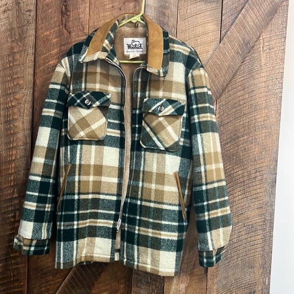 Woolrich Other - Woolrich vintage flannel jacket/coat green tan plaid L